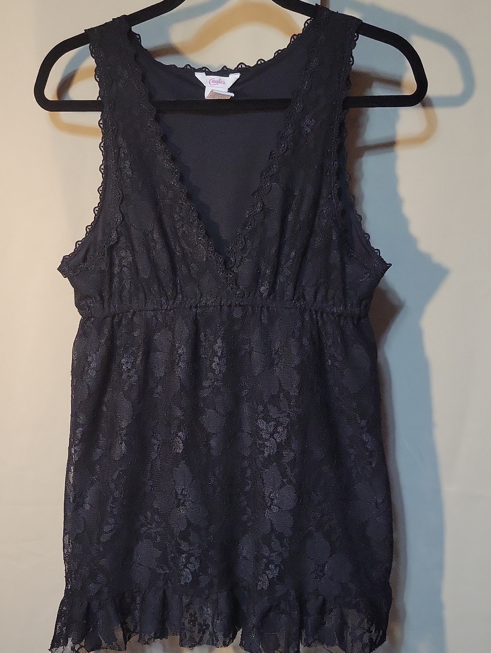 Candie's Black Lace V-Neck Top
